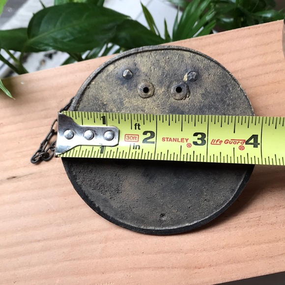 4” Round Decorative Antique Style Brass Latch - Picture 6 of 6